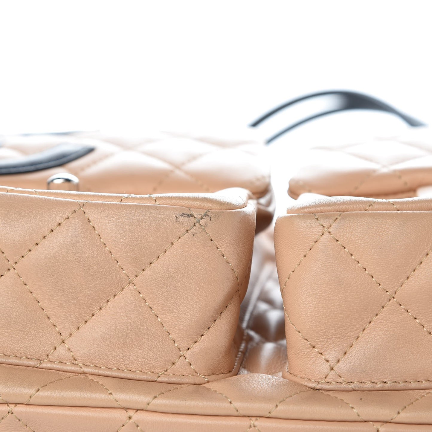 Calfskin Quilted Large Cambon Multipocket Reporter Beige Black