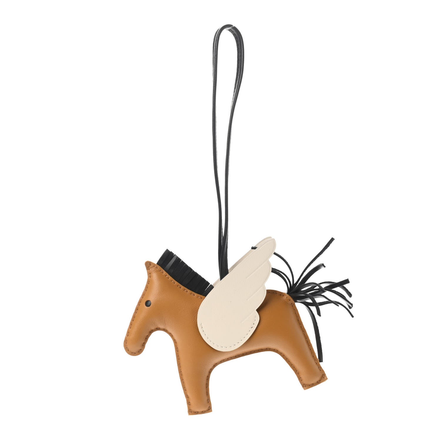 Hermes Milo Lambskin Grigri Rodeo Pegase Horse Bag Charm MM Sesame Black Nata 1 of 4