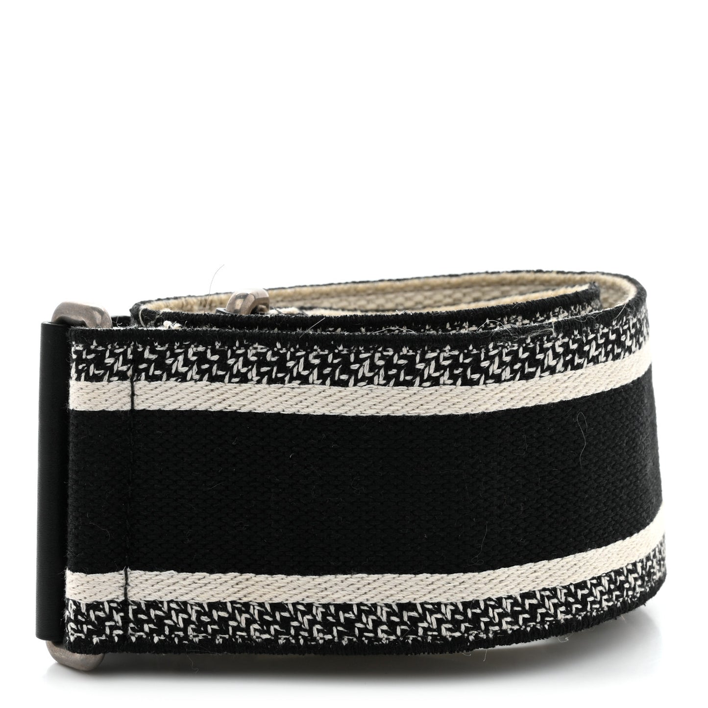 Canvas Embroidered Shoulder Strap Black White