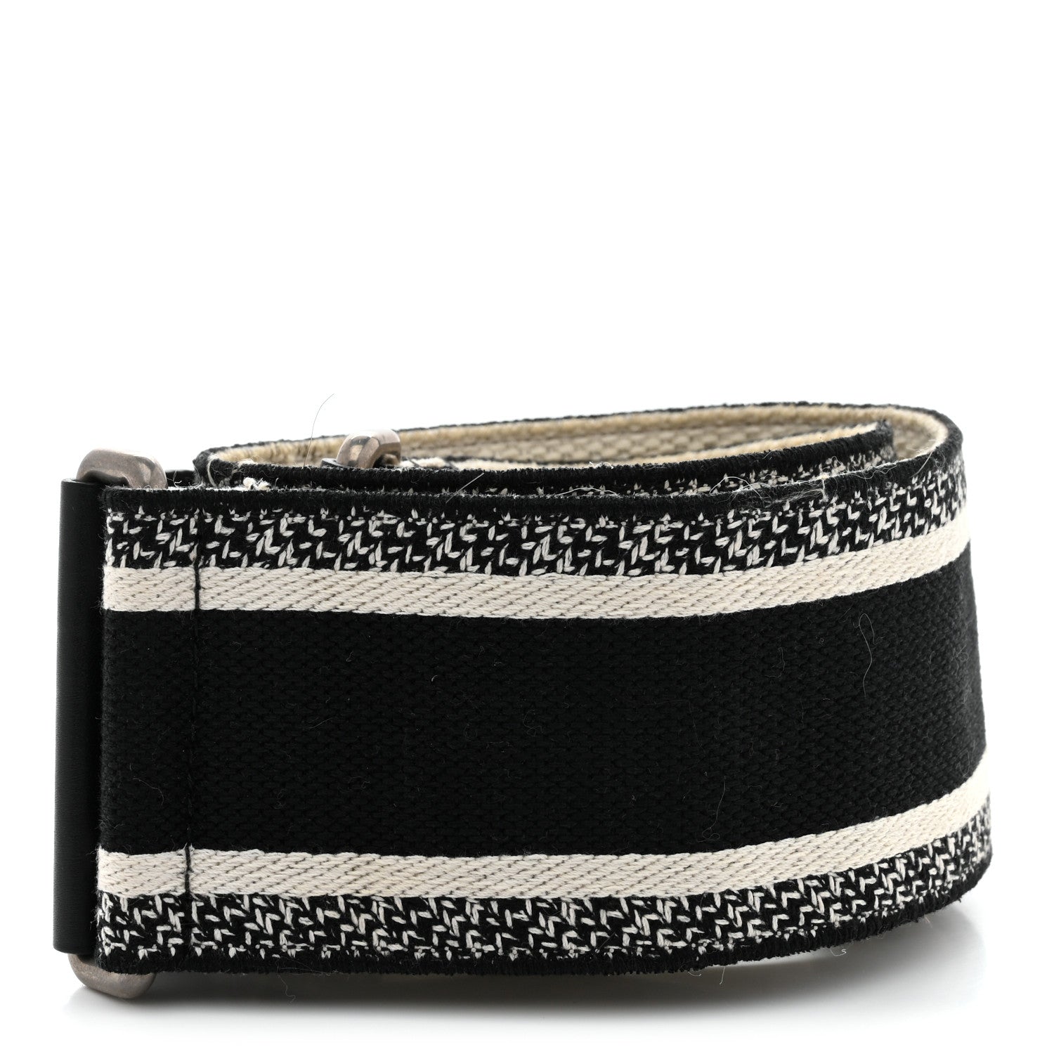 Christian Dior Canvas Embroidered Shoulder Strap Black White 2 of 5