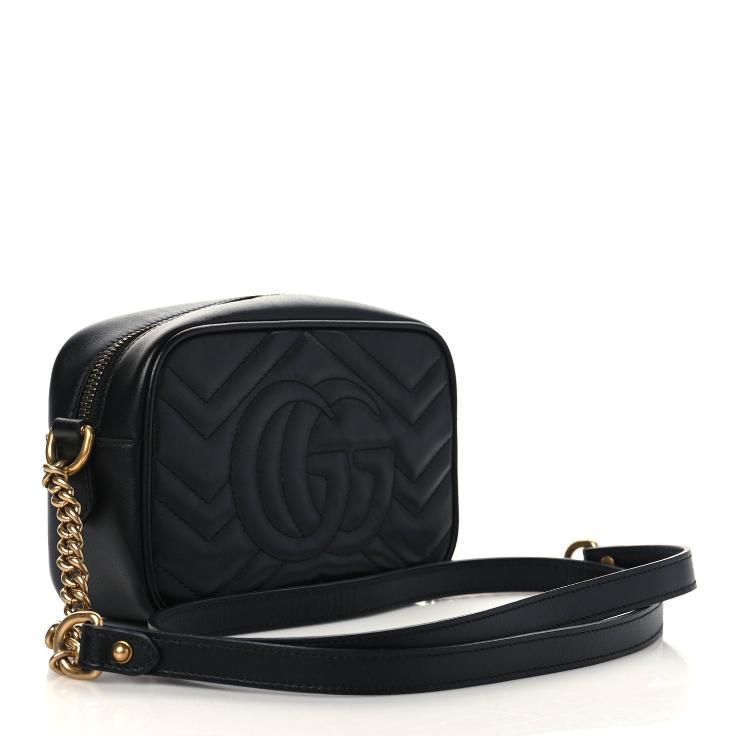 Calfskin Matelasse Mini GG Marmont Chain Shoulder Bag Black