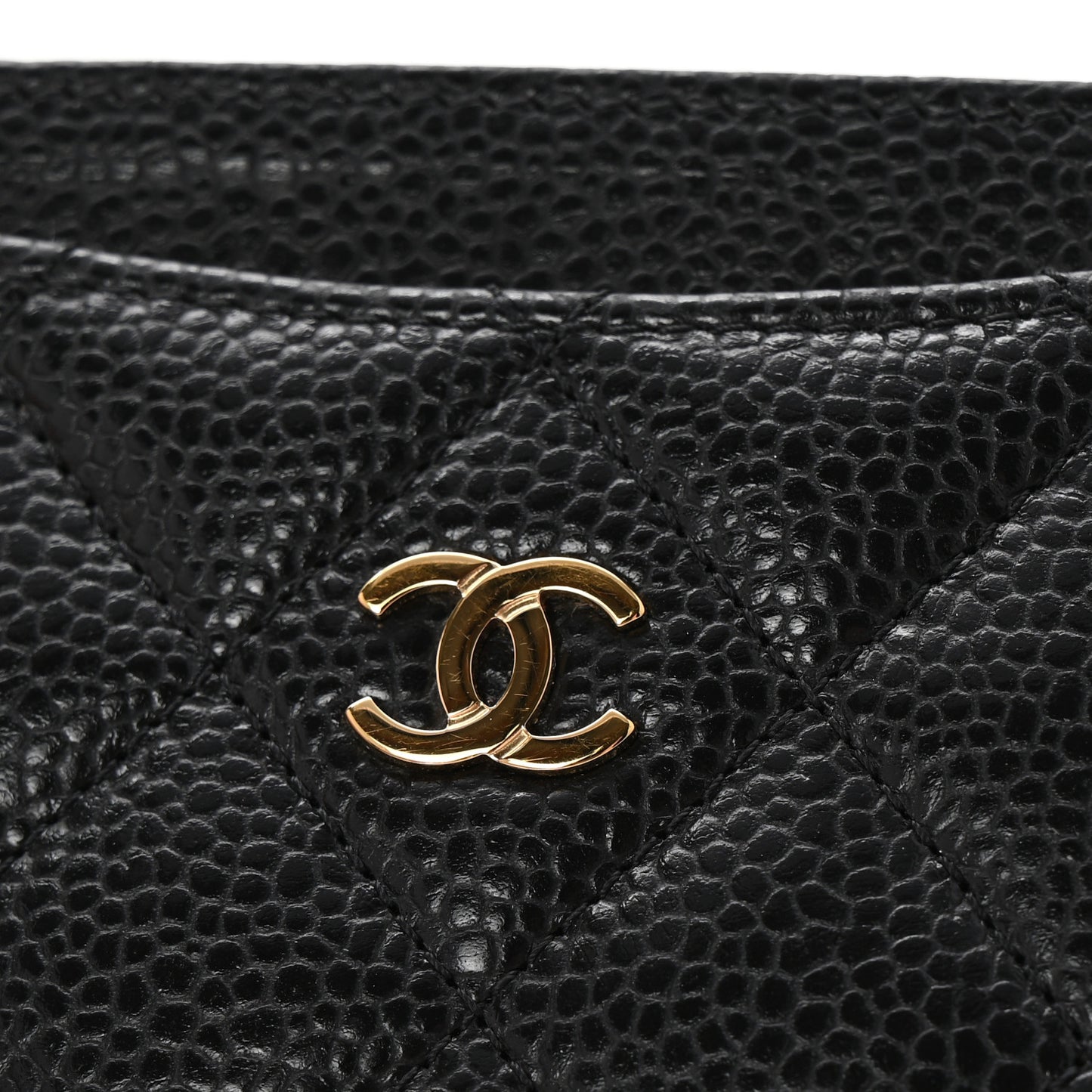 Caviar Quilted Card Holder Black