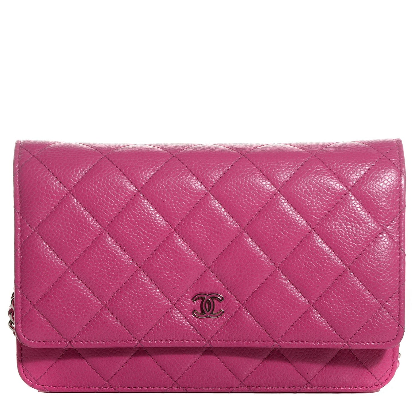 Caviar Quilted Wallet On Chain WOC Dark Pink