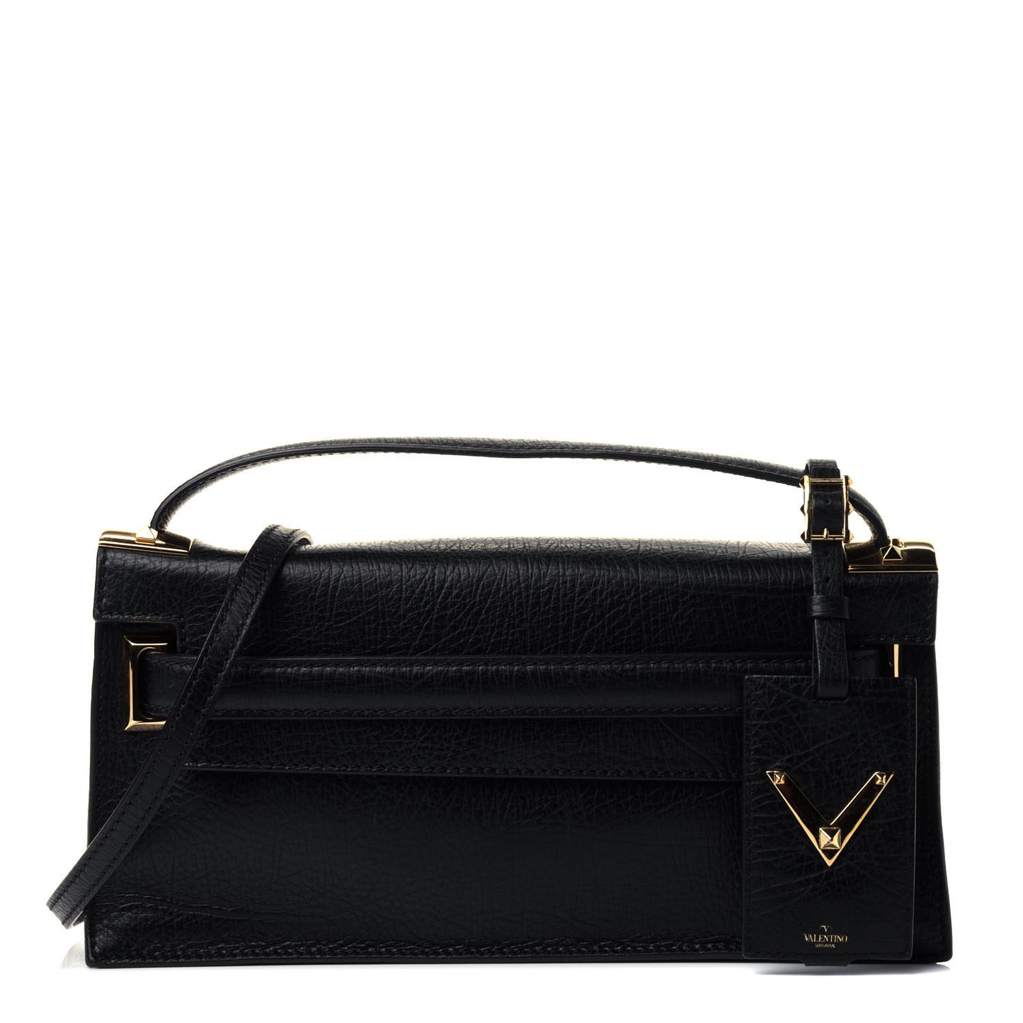Calfskin Elephant Embossed My Rockstud Clutch Black