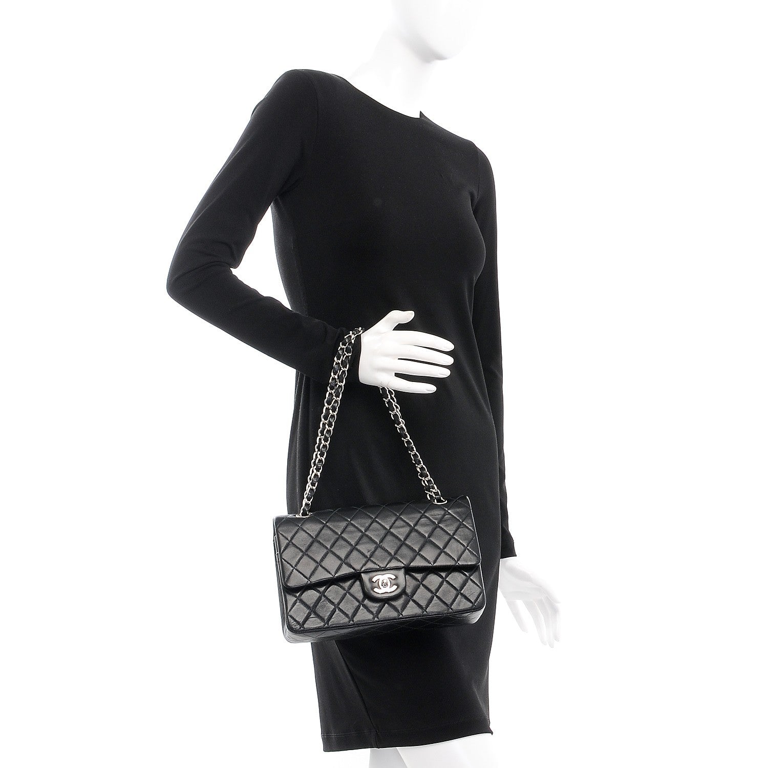 Chanel Lambskin Quilted Medium Double Flap Black 3 of 12