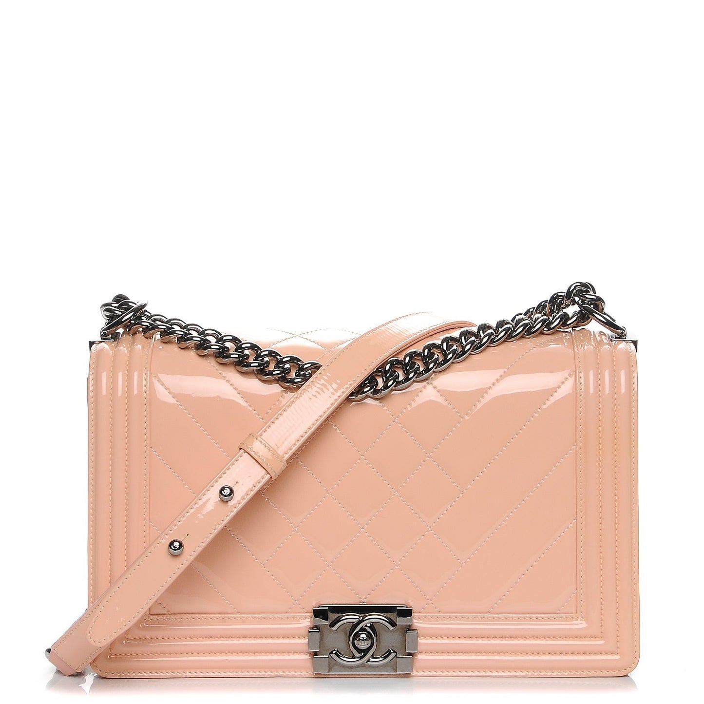 Patent Quilted Medium Boy Flap Light Pink