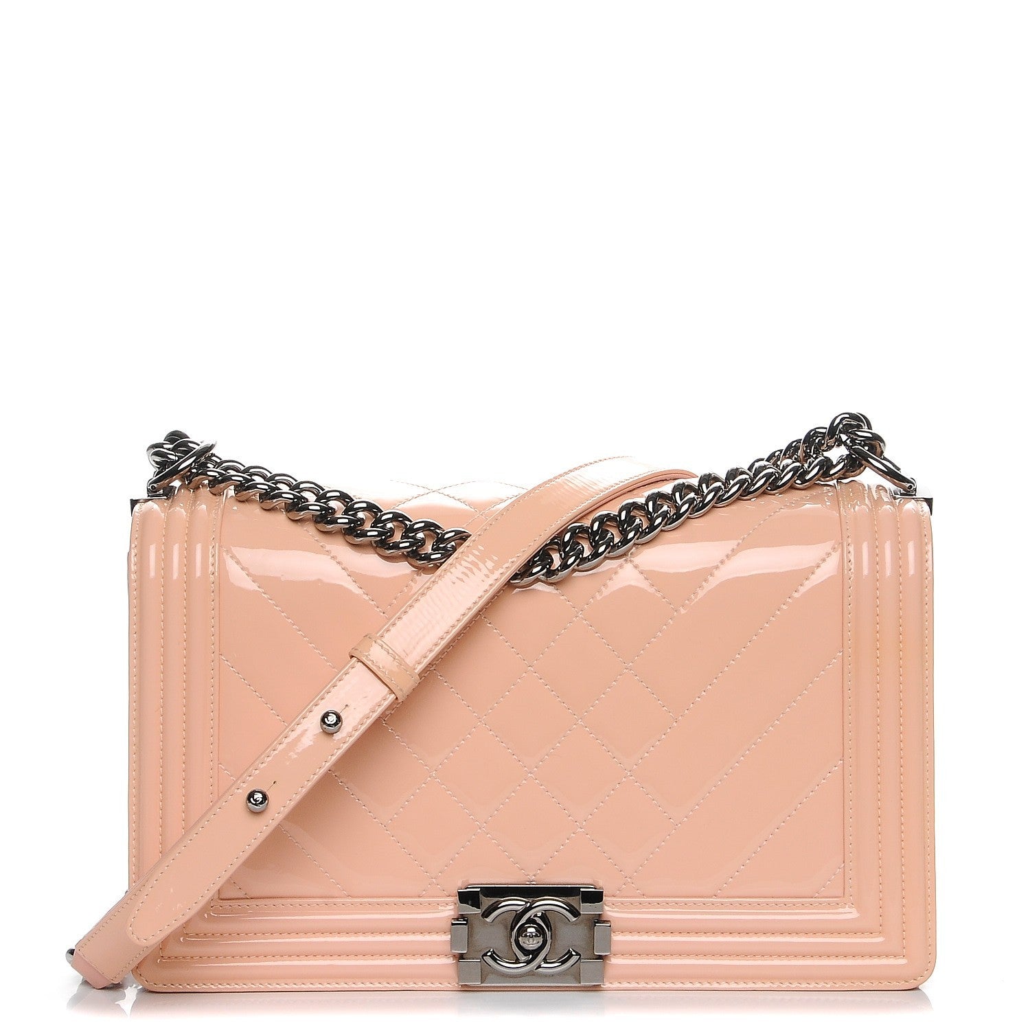 Chanel Patent Quilted Medium Boy Flap Light Pink 1 of 8