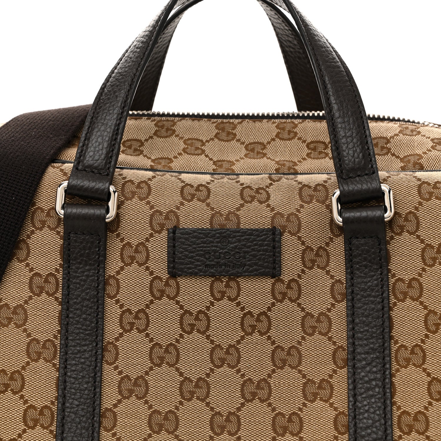 Gucci Monogram Dollar Calfskin Boston Duffle Bag Beige Ebony Testa di Moro Marrone Scuro 7 of 11
