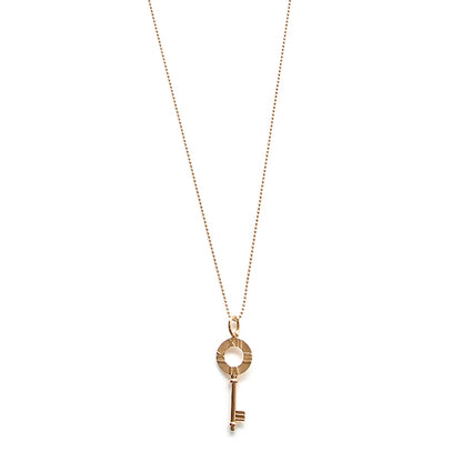 Tiffany 18K Rose Gold Atlas Key Pendant Necklace 1 of 6