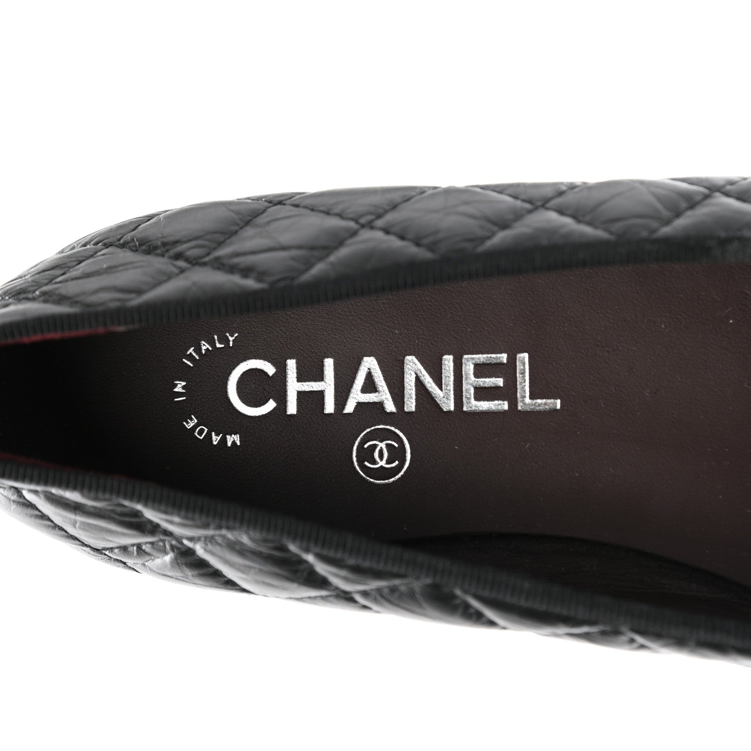 Chanel Aged Calfskin Quilted Cap Toe Ballerina Flats 38 Black 7 of 9