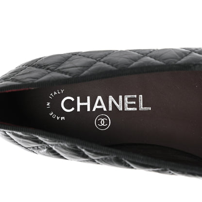 Chanel Aged Calfskin Quilted Cap Toe Ballerina Flats 38 Black 7 of 9