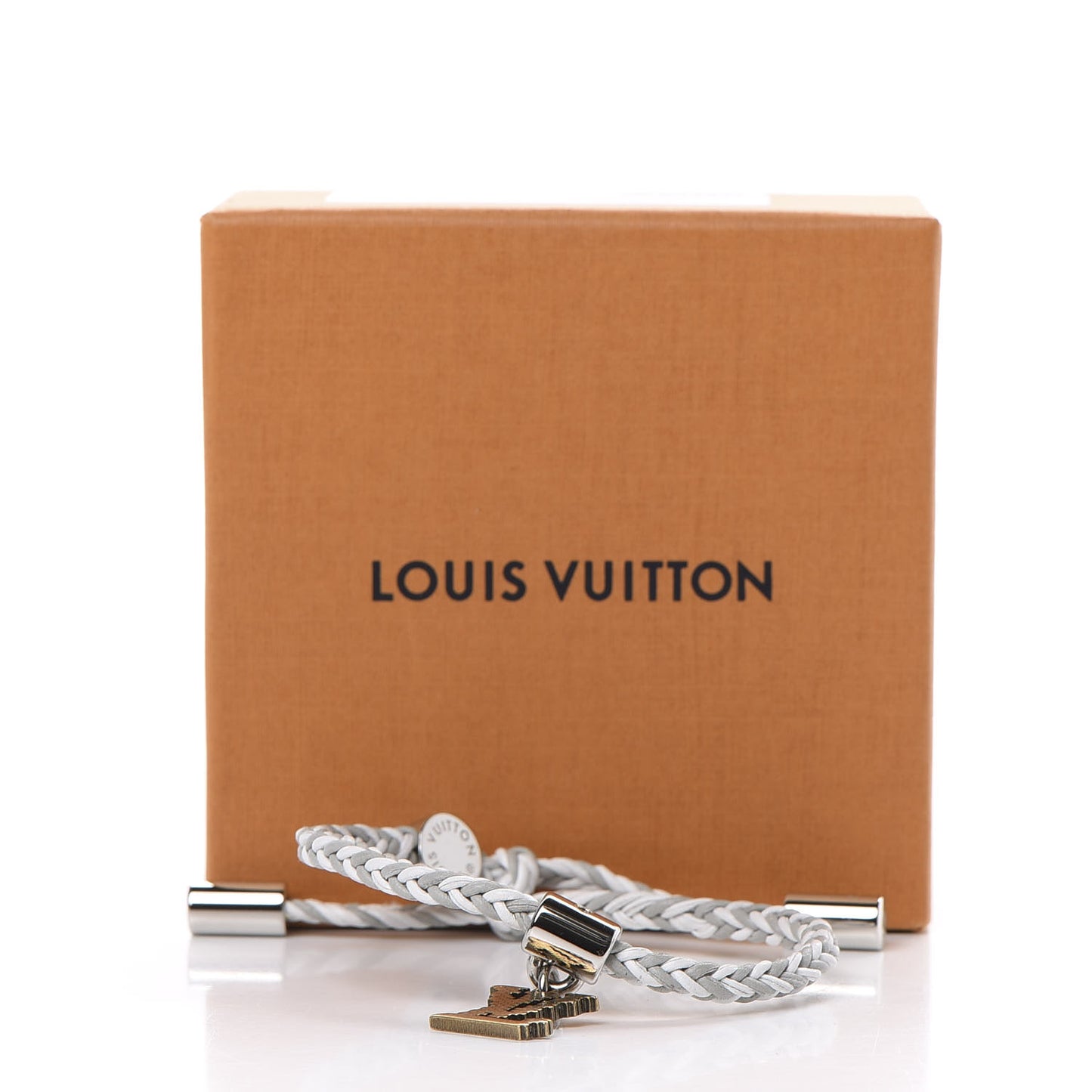Calfskin Mens Charm Friendship Bracelet White