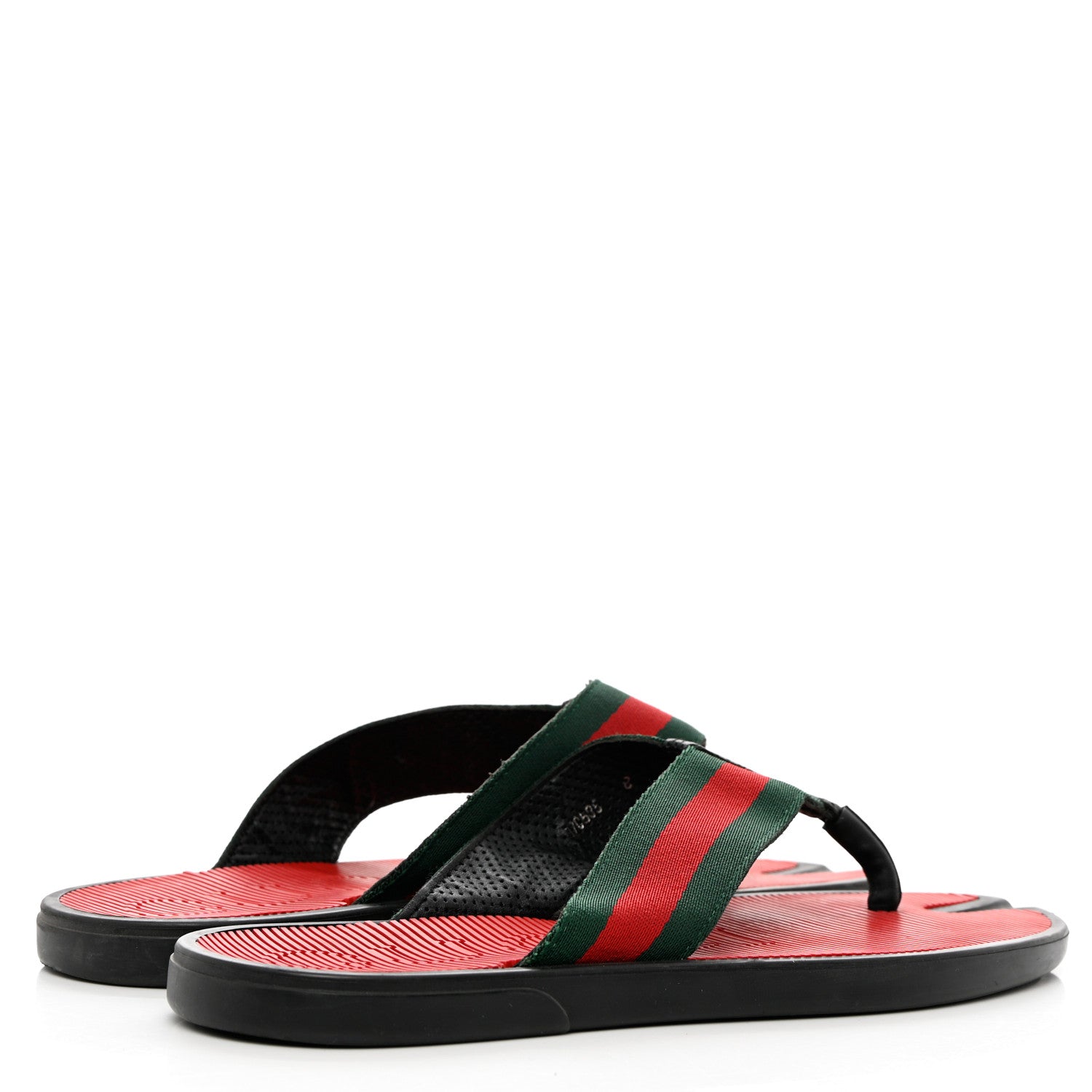 Gucci Nylon Calfskin Web Mens Thong Sandals 8 Green Red 4 of 8
