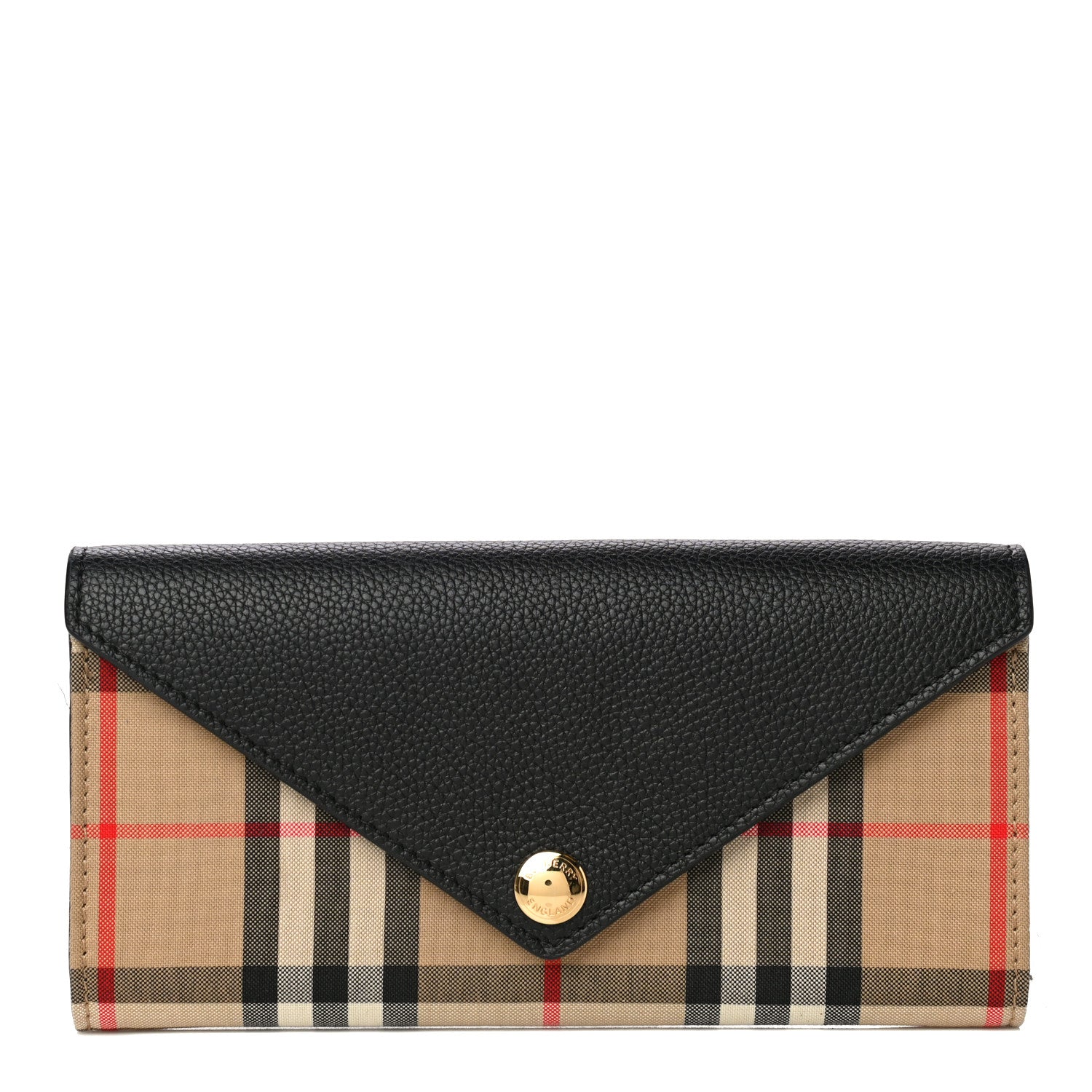 Burberry Vintage Check Grain Calfskin Halton Wallet Black 1 of 15