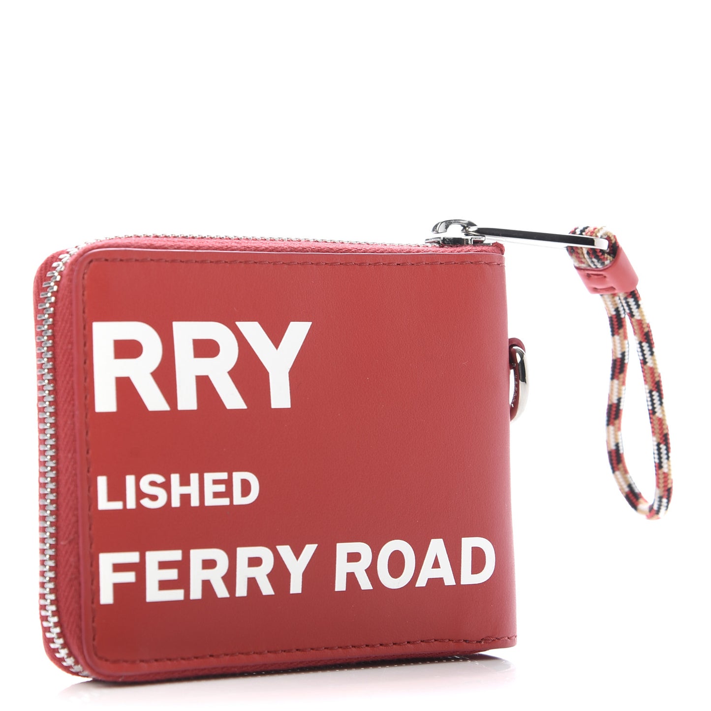 Calfskin Horseferry Print Ziparound Wallet Red White