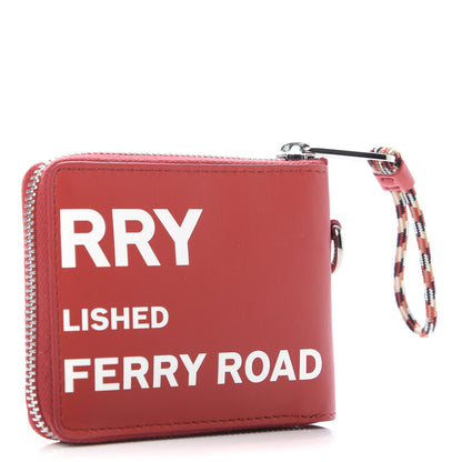 Burberry Calfskin Horseferry Print Ziparound Wallet Red White 3 of 8