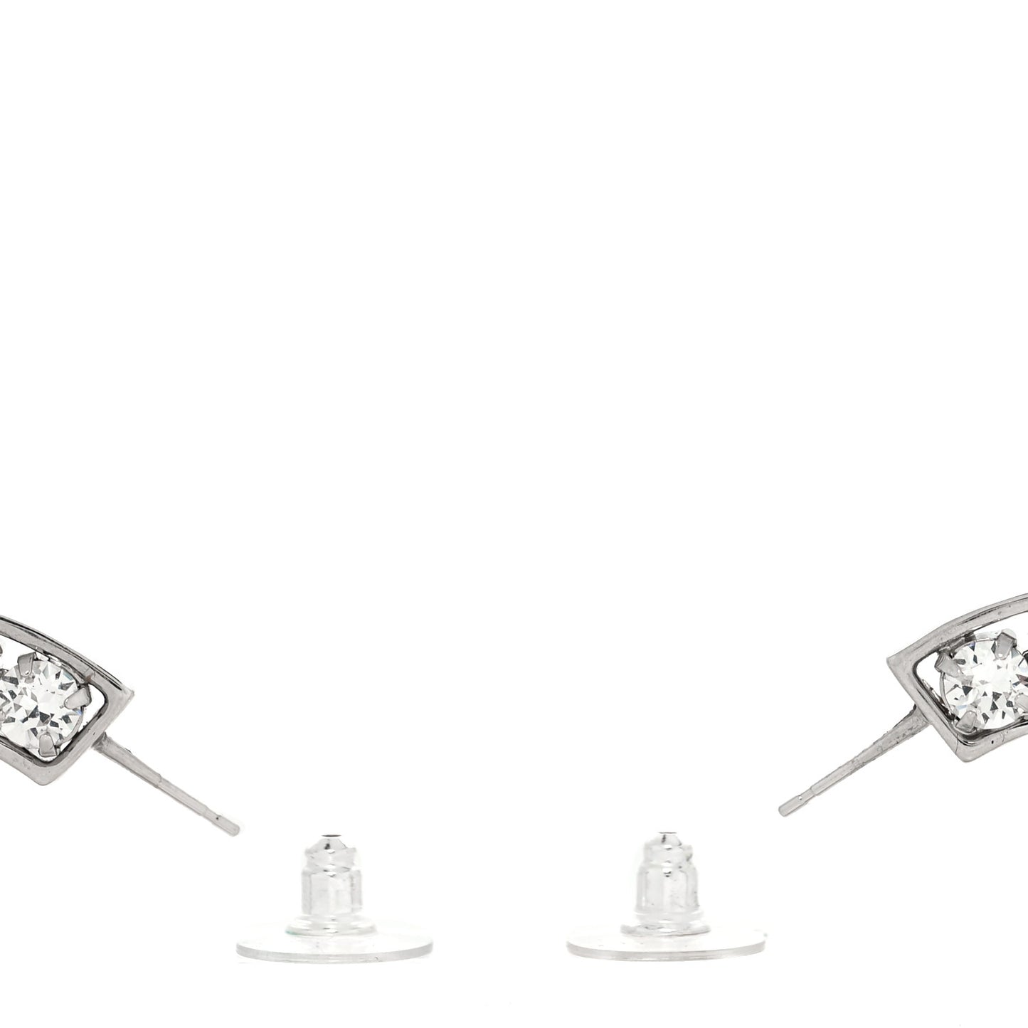 Metal Crystal CC XL Hoop Earrings Silver