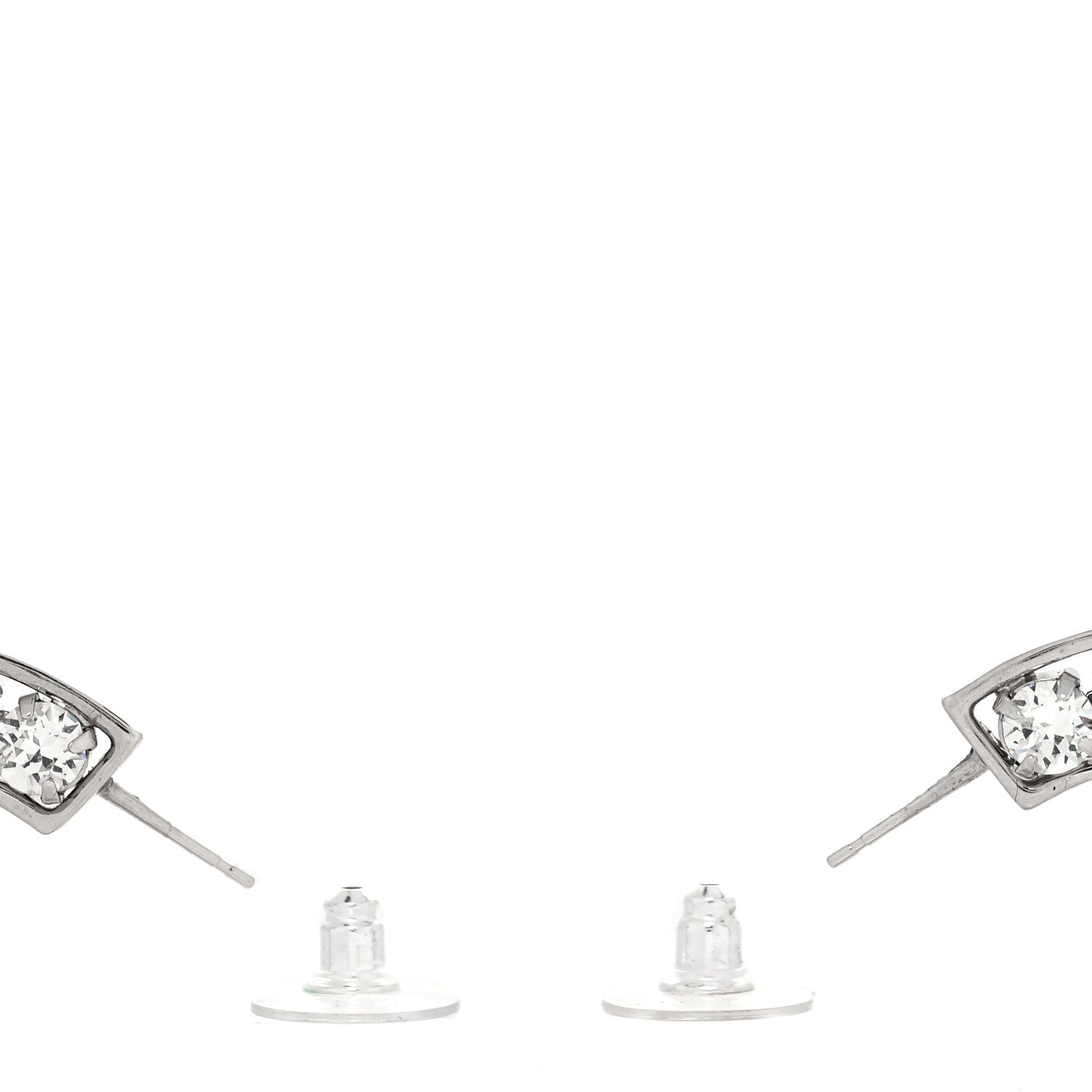 Chanel Metal Crystal CC XL Hoop Earrings Silver 3 of 4