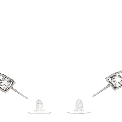 Chanel Metal Crystal CC XL Hoop Earrings Silver 3 of 4