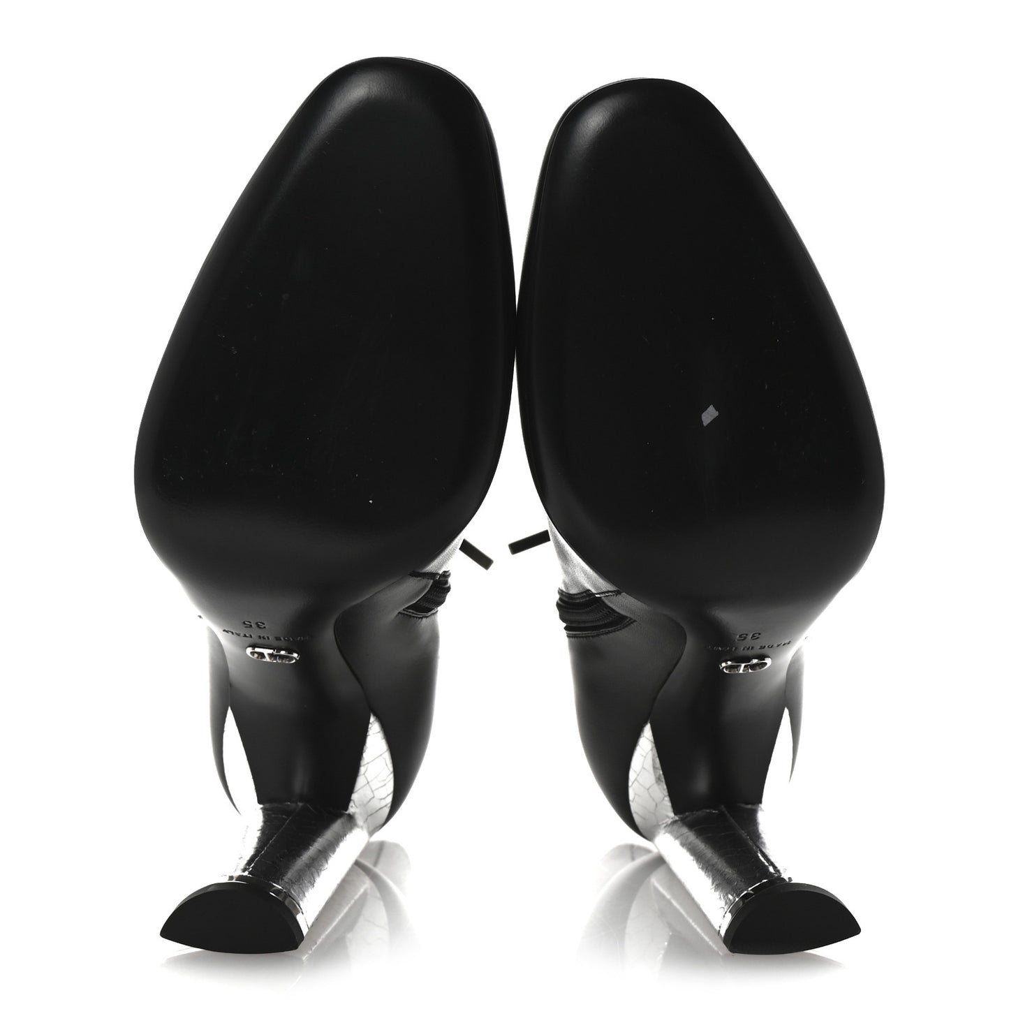Calfskin Savane Ankle Boots 35 Black