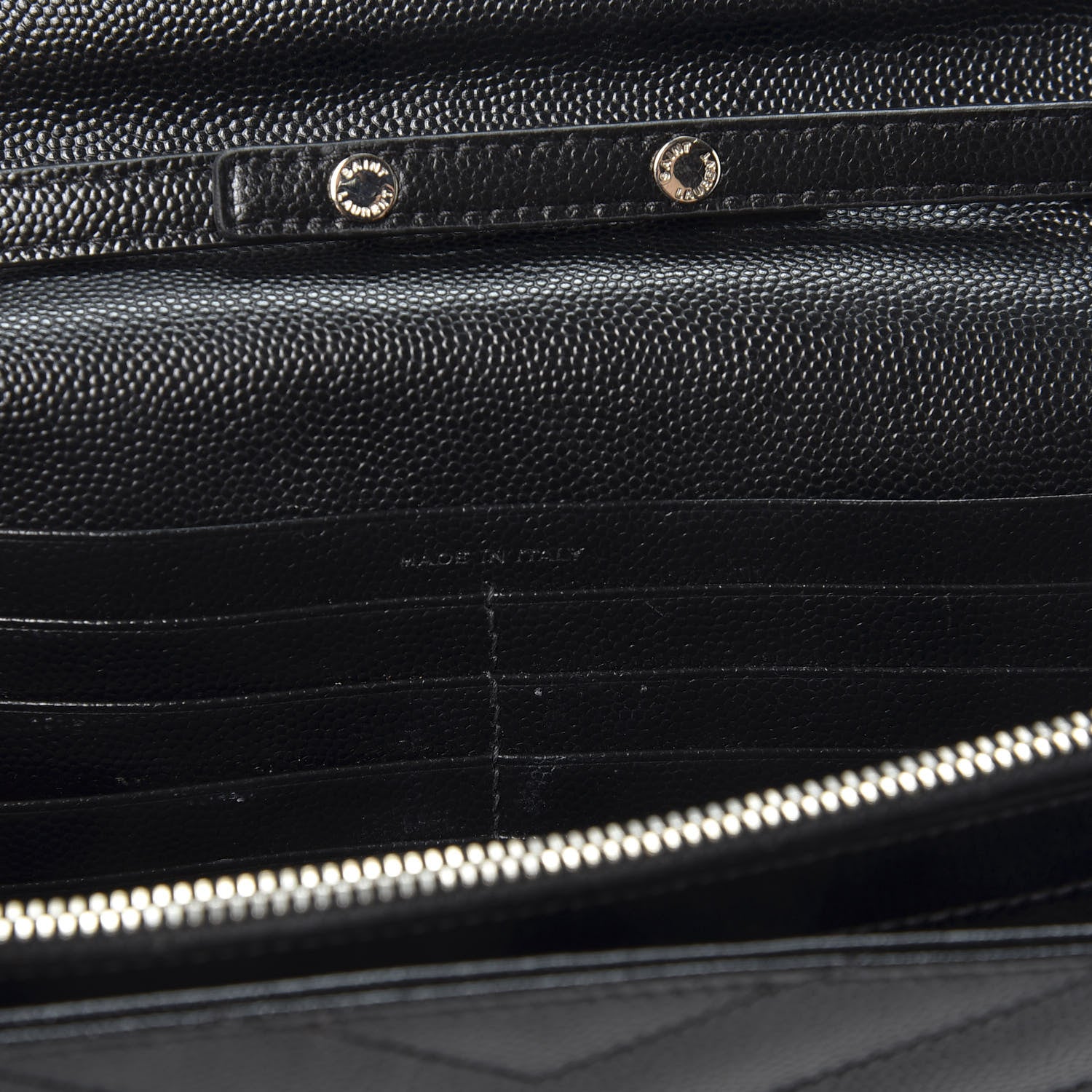 Saint Laurent Grain De Poudre Matelasse Chevron Monogram Chain Wallet Black 8 of 9