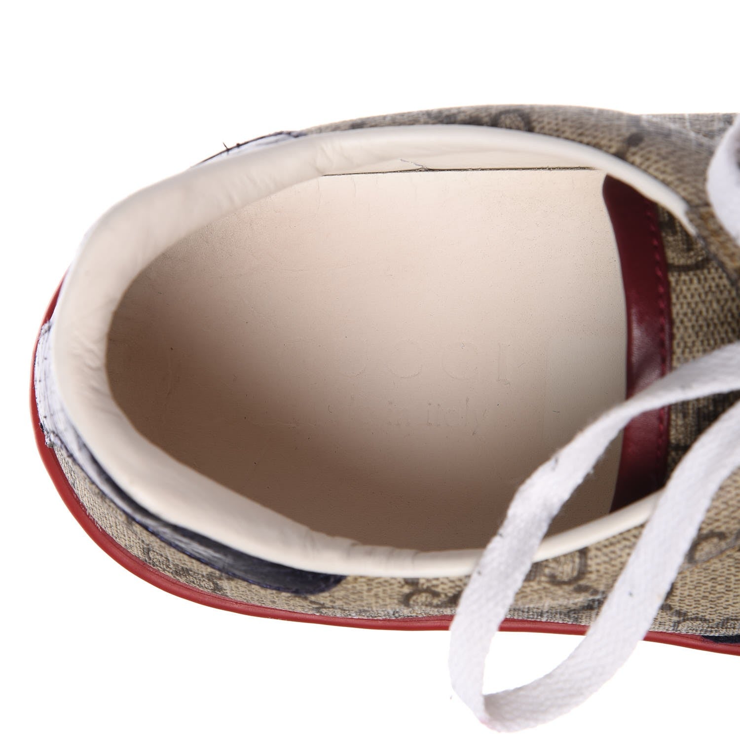 Gucci GG Supreme Monogram Ayers Web Mens New Ace Sneakers 8 Beige Red 11 of 14