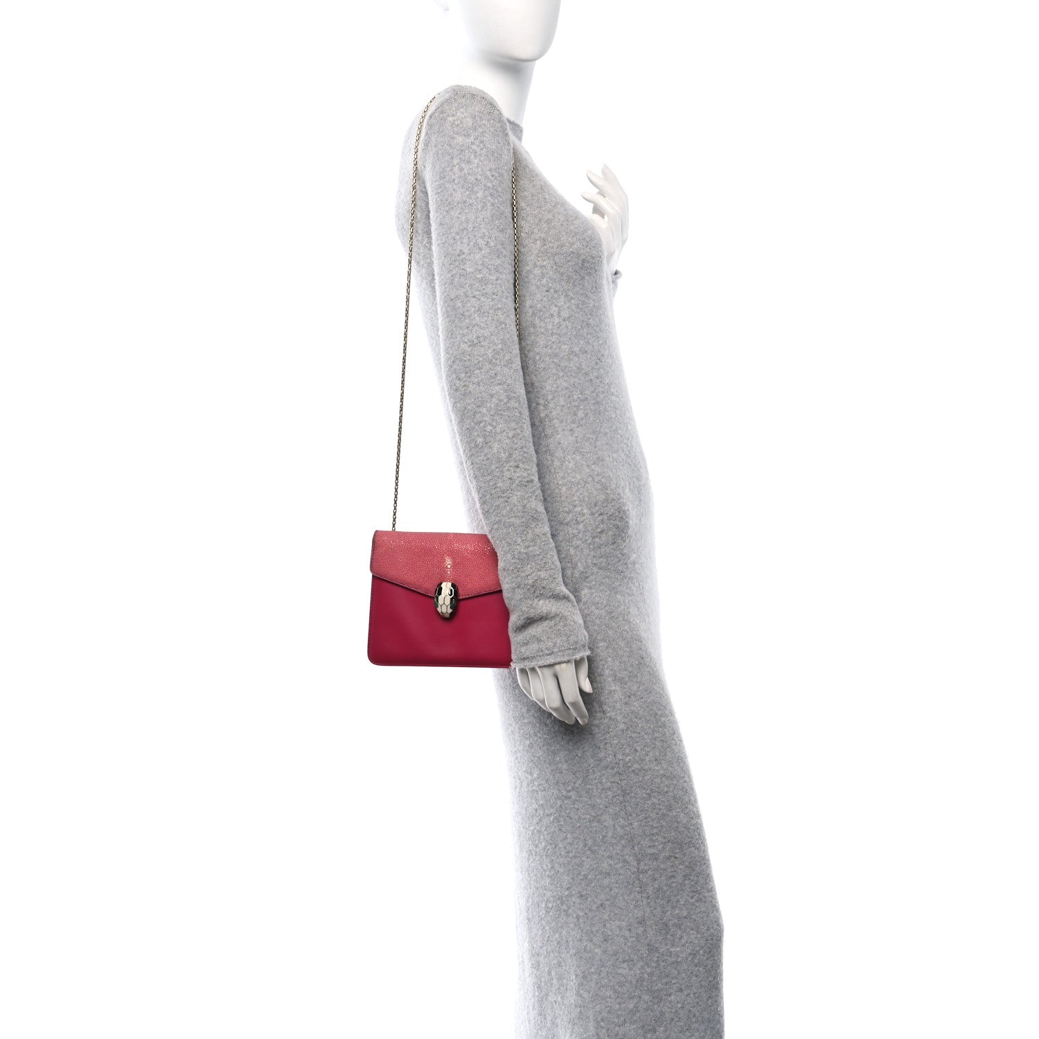 Bulgari Calfskin Galuchat Serpenti Forever Crossbody Bag Pink 2 of 11