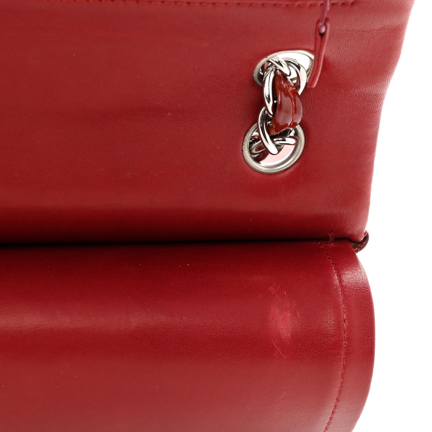 Patent Quilted Jumbo Double Flap Red