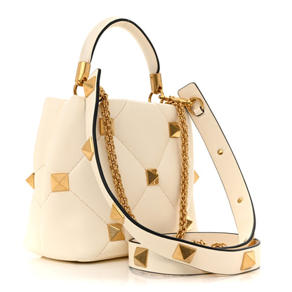 Valentino Garavani Nappa Small Roman Stud The Handle Bag Ivory 3 of 12