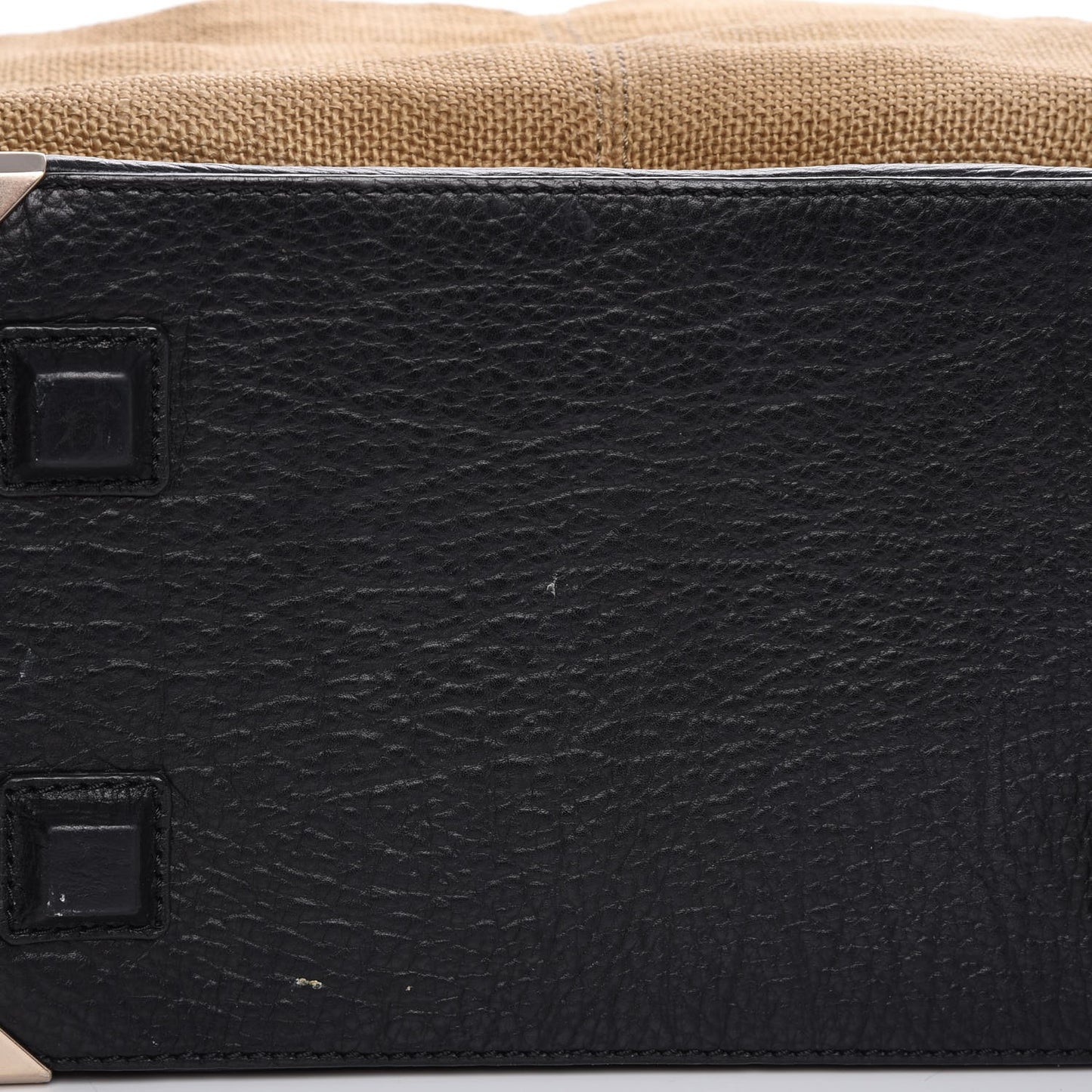 Pebbled Calfskin Canvas Large Emile Khaki Silver Hardware