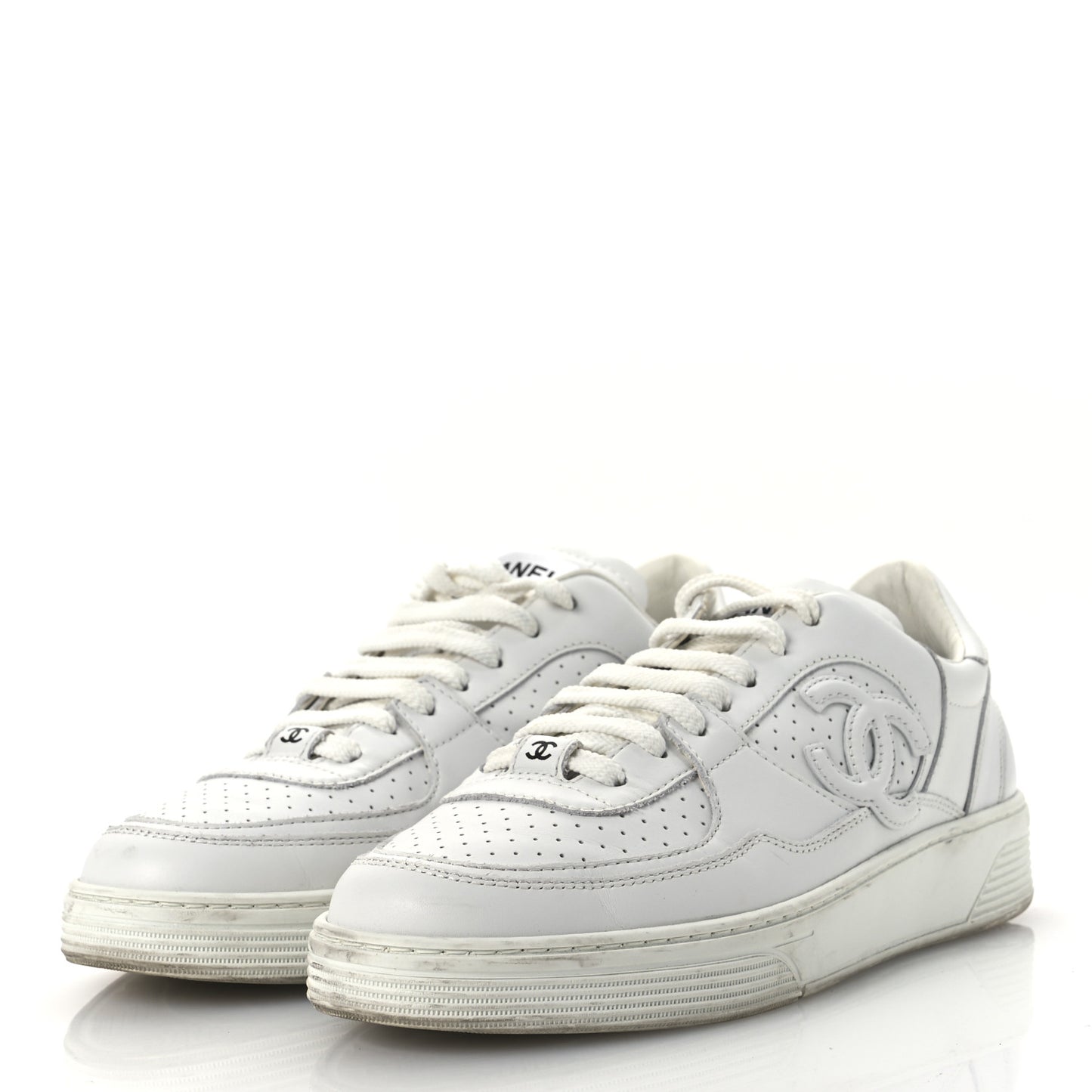 Calfskin Womens CC Sneakers 39.5 White