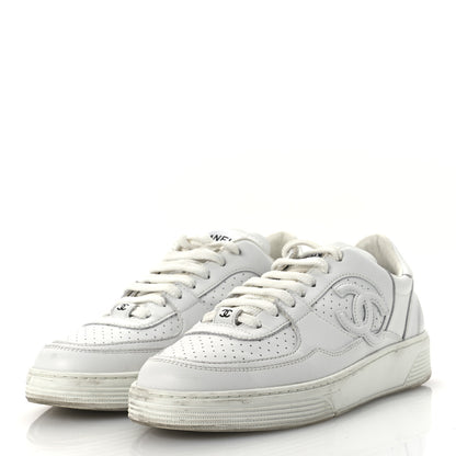Chanel Calfskin Womens CC Sneakers 39.5 White 4 of 16
