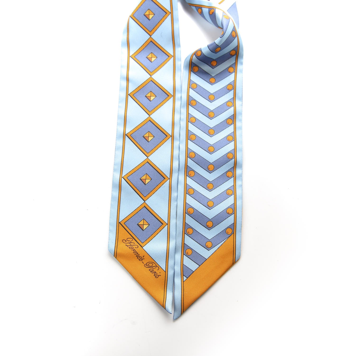 Hermes Silk Colliers Et Chiens Twilly Ciel Orange Gris Bleuete 4 of 4