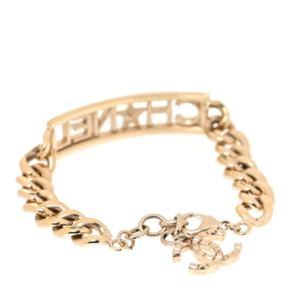Chanel Crystal Chain Baguette Logo Star Bracelet Gold 3 of 4