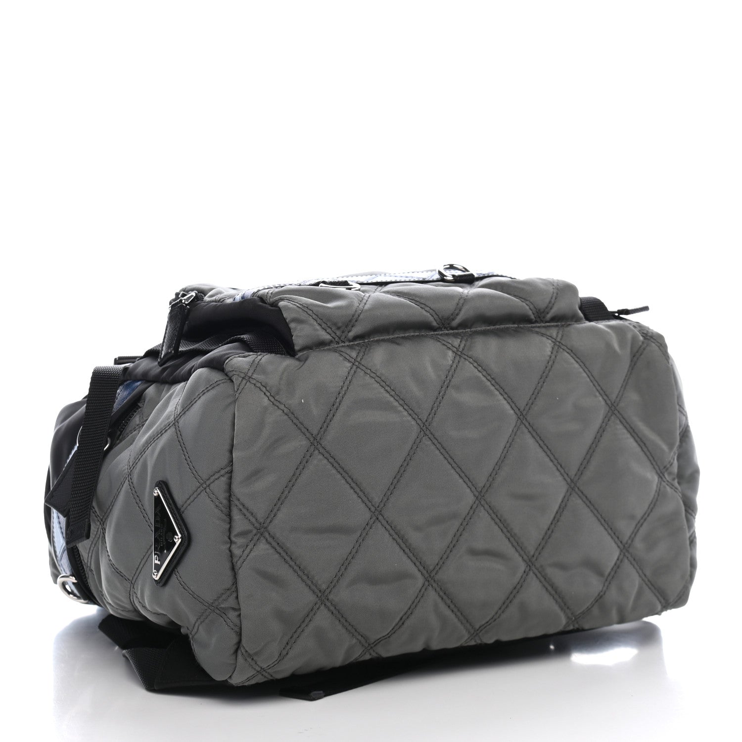 Prada Tessuto Nylon Impunturato Double Buckle Backpack Ardesia Black 4 of 9