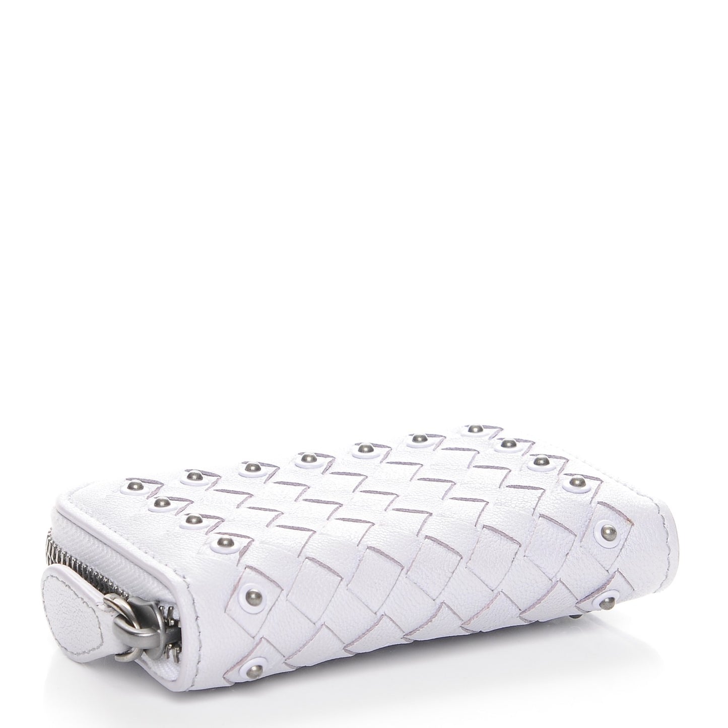 Nappa Intrecciato Studded Zip Around Coin Purse Oyster Lilac