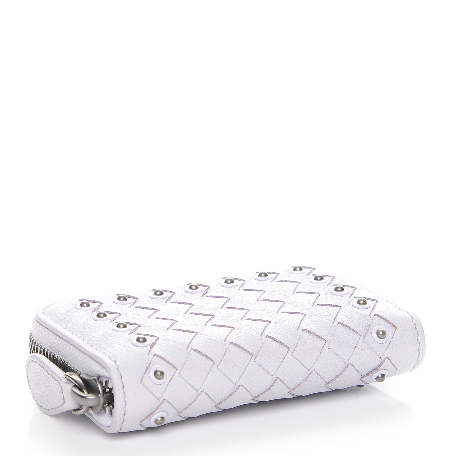 Bottega Veneta Nappa Intrecciato Studded Zip Around Coin Purse Oyster Lilac 3 of 9