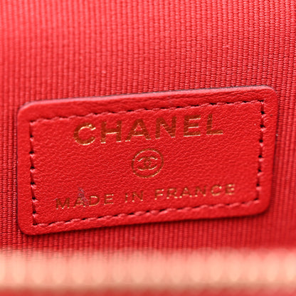 Chanel Lambskin Quilted Top Handle Mini Vanity Case With Chain Red 6 of 13
