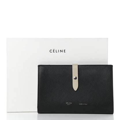 Celine Grained Calfskin Large Multifunction Strap Wallet Black Chalk 12 of 12