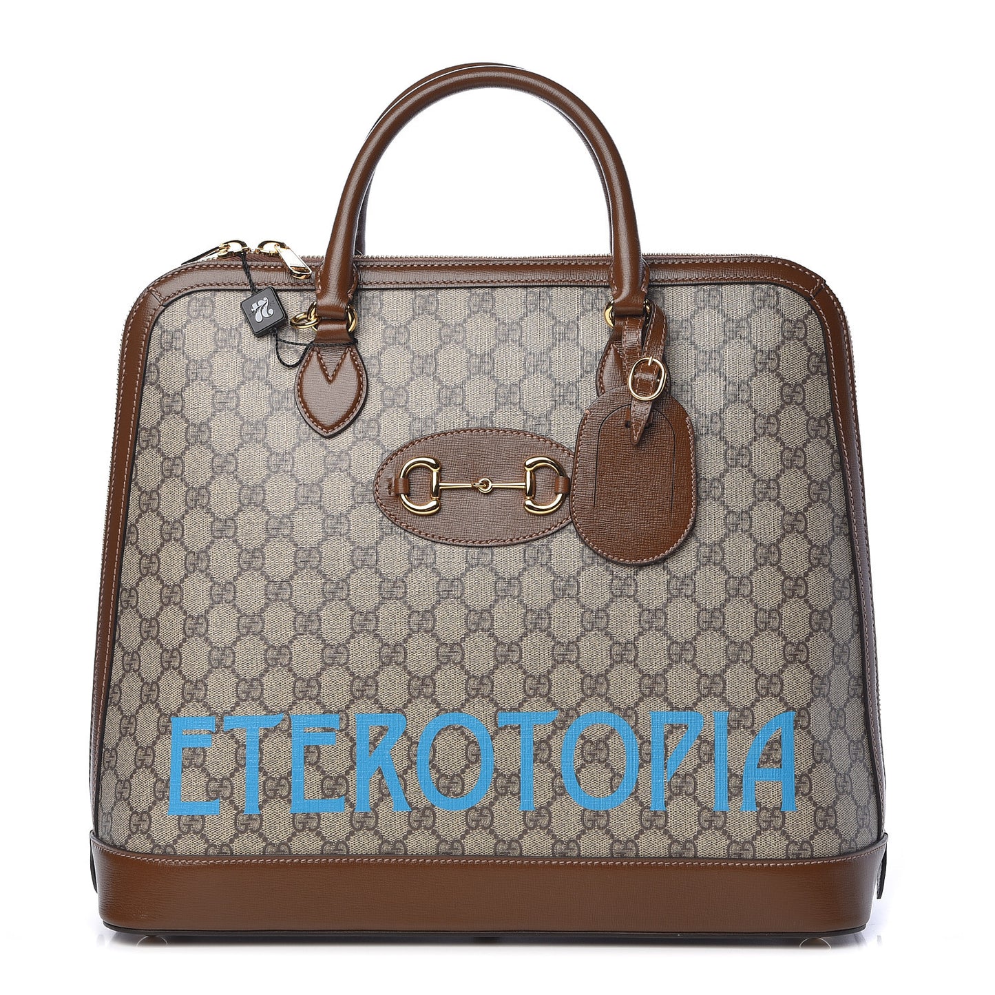 GG Supreme Monogram Azalea Calfskin Eterotopia Horsebit 1955 Duffle Bag Beige Ebony Brown Sugar