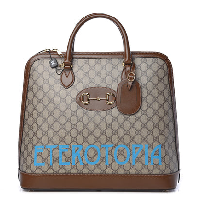 Gucci GG Supreme Monogram Azalea Calfskin Eterotopia Horsebit 1955 Duffle Bag Beige Ebony Brown Sugar 1 of 10