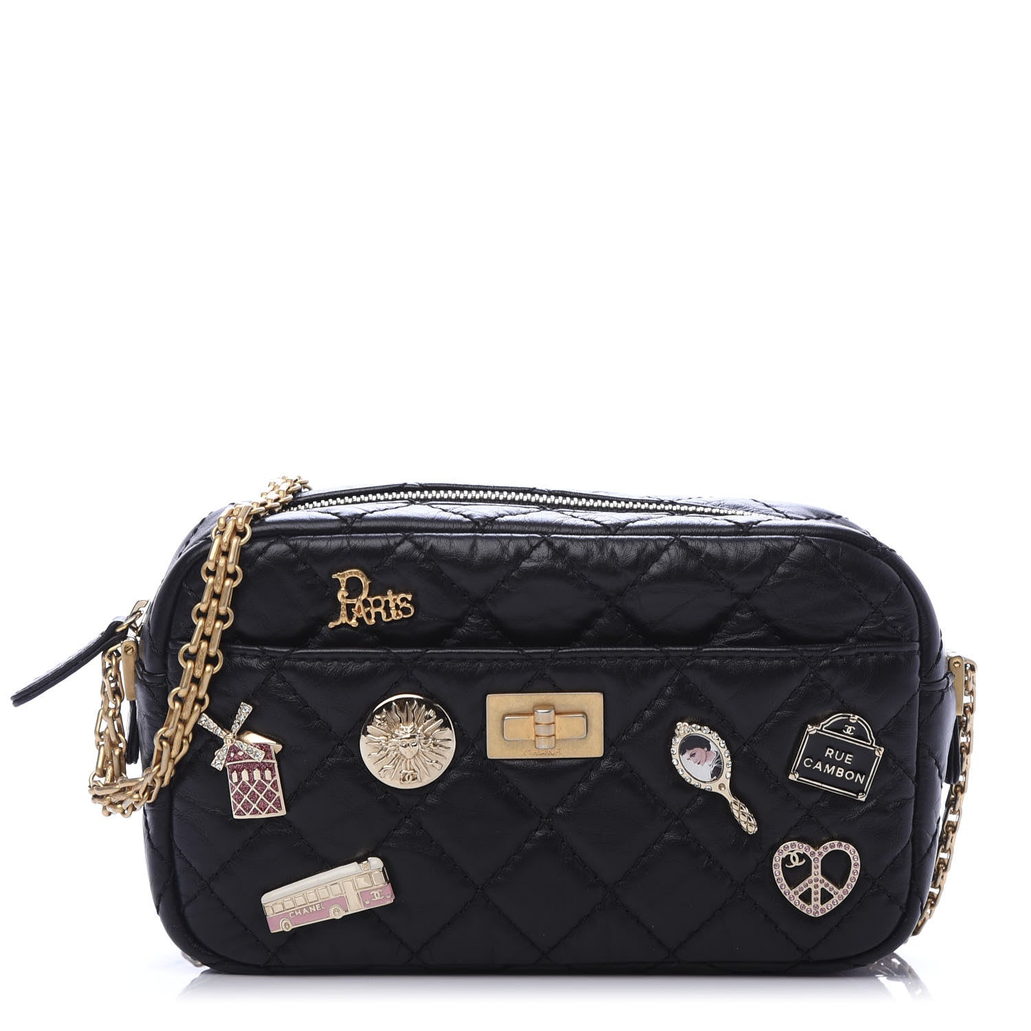 Chanel Aged Calfskin Quilted Mini Lucky Charm Reissue Camera Case Black 1 of 10