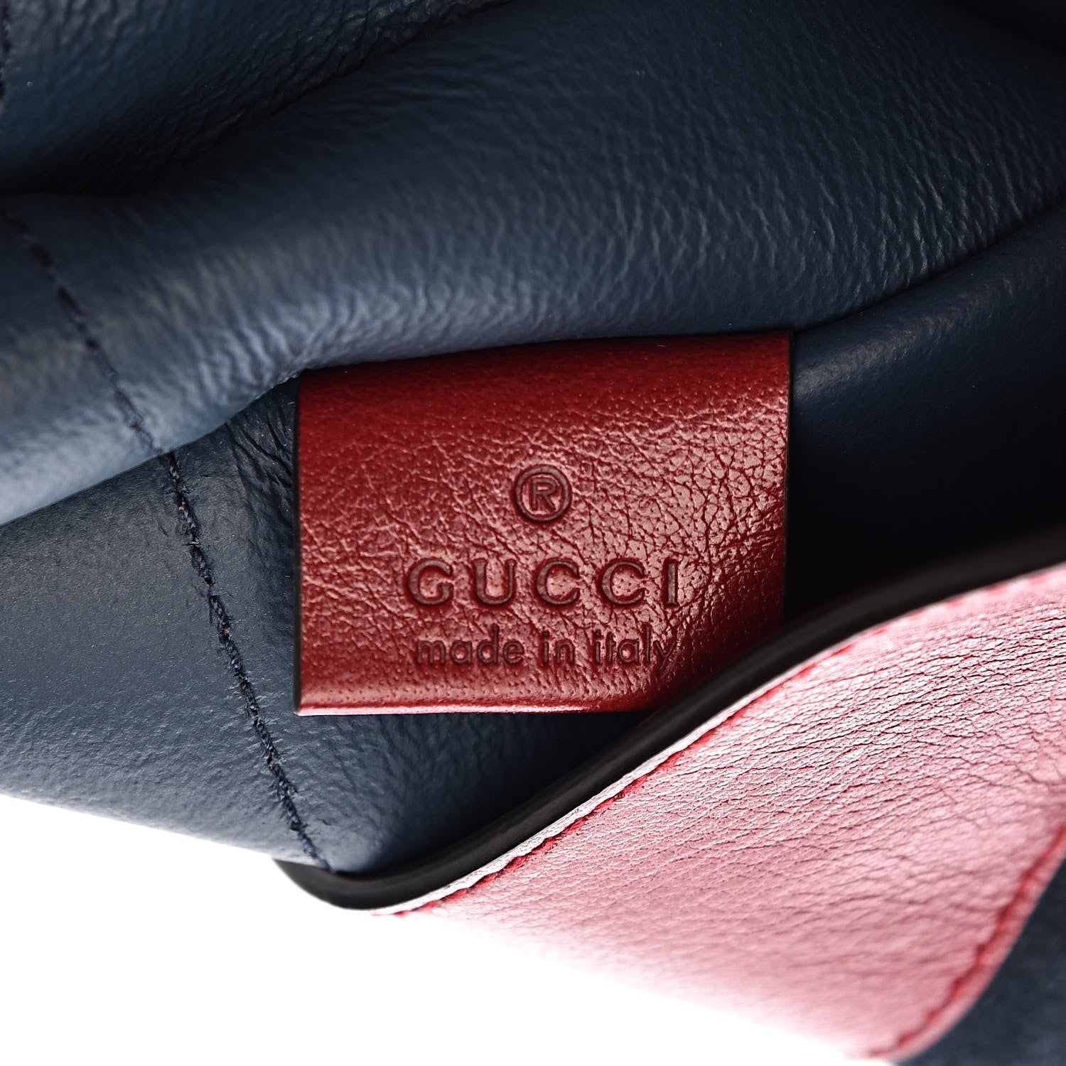 Gucci Suede Calfskin Large Rajah Chain Tote New Blue Romantic Cherry 8 of 12