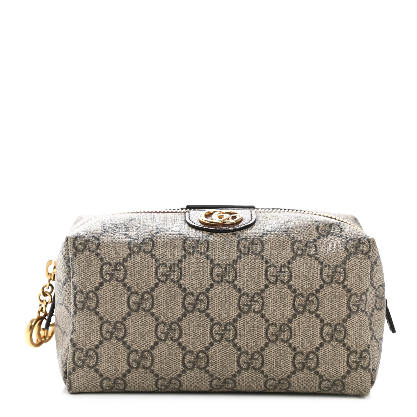 Soft GG Supreme Monogram Calfskin Medium Ophidia Cosmetic Case Beige Ebony New Acero