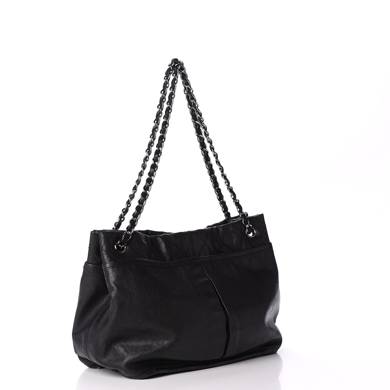 Chanel Lambskin Stitched Shopper Tote Black 2 of 10