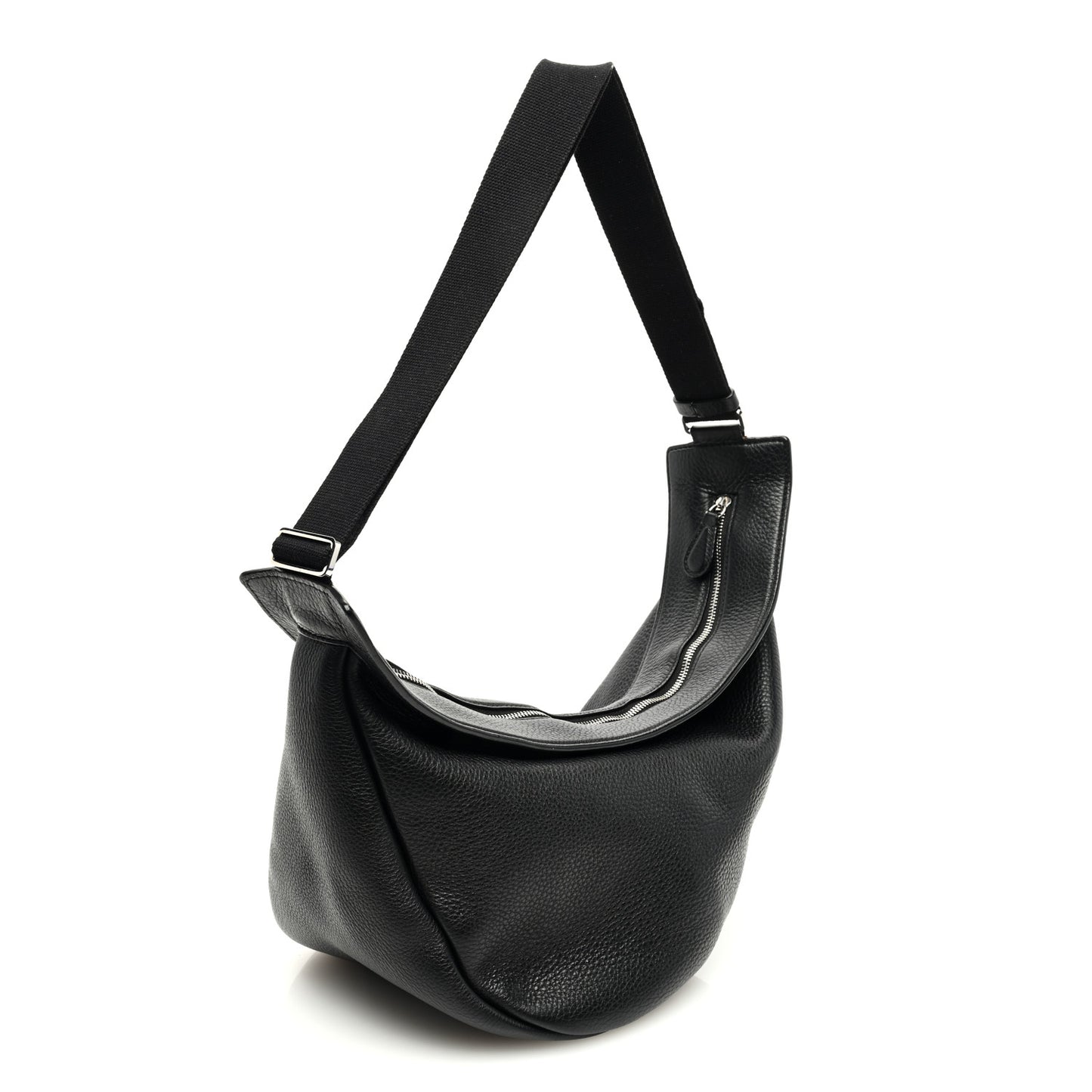 Grained Calfskin Large Slouchy Banana Bag Black