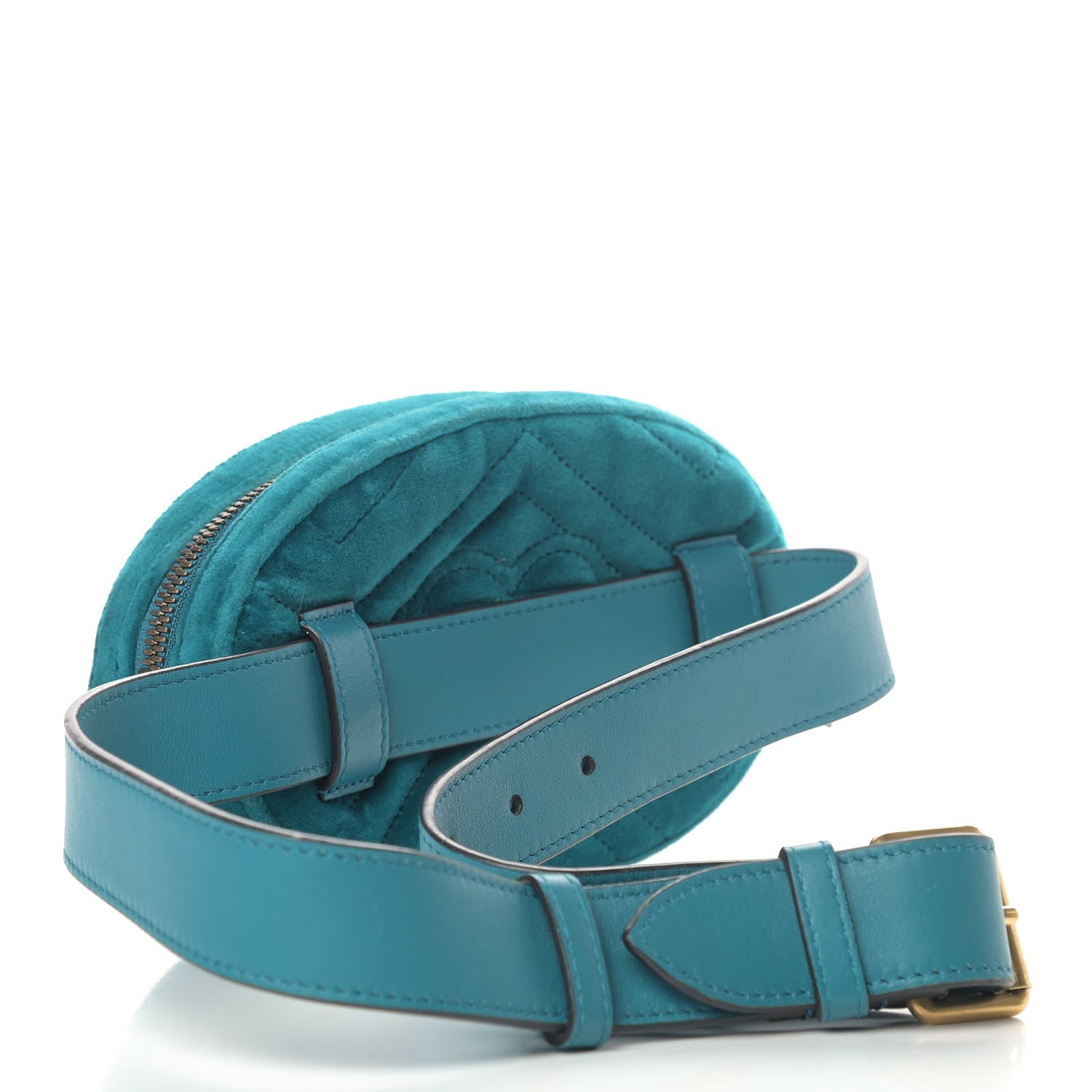 Gucci Velvet Matelasse GG Marmont Belt Bag 75 30 Pavone Cyan 2 of 5