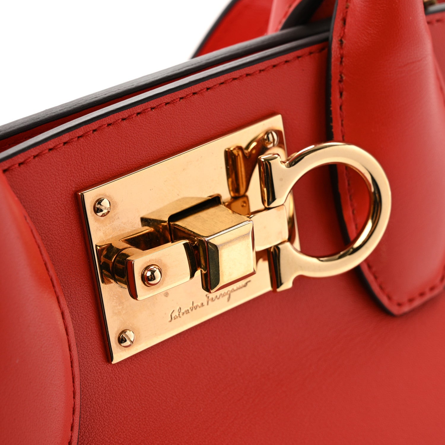 Salvatore Ferragamo Calfskin Medium The Studio Bag Red 14 of 15