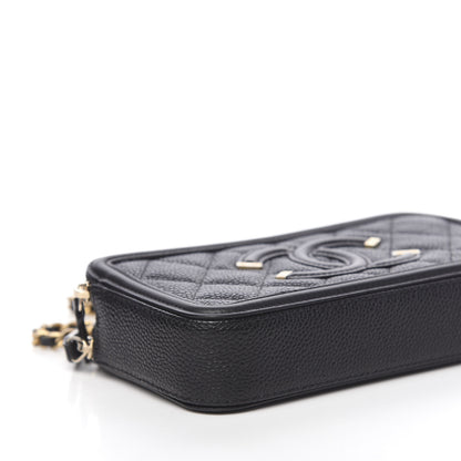 Chanel Caviar Quilted CC Filigree Clutch With Chain Black 12 of 14