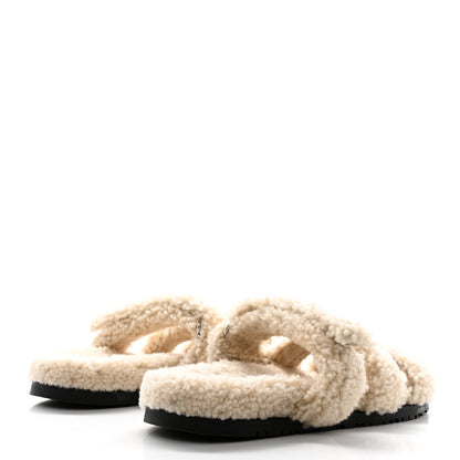 Hermes Woolskin Womens Chypre Sandals 40.5 Ecru 4 of 8